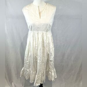 Gap white 100% cotton empire waist lace detail dress size medium